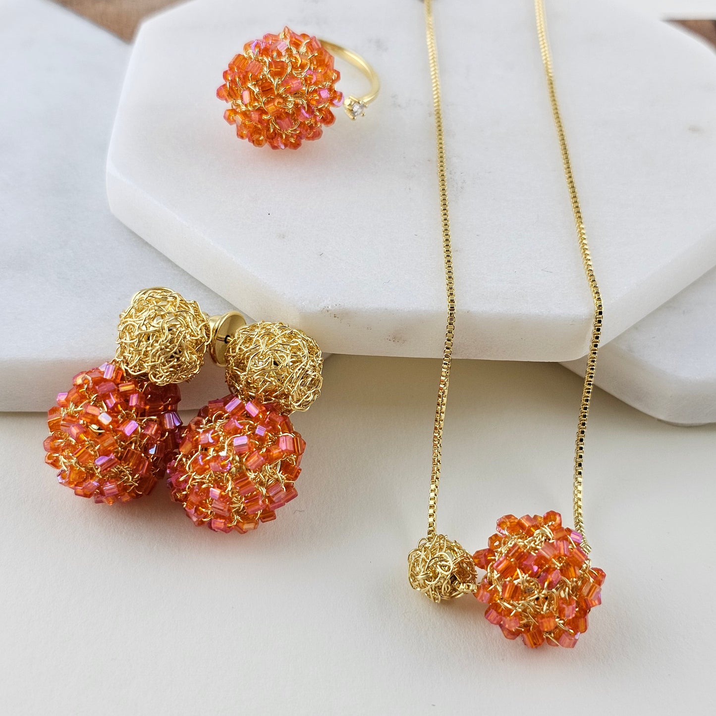 Earring Balls Double Fuchsia