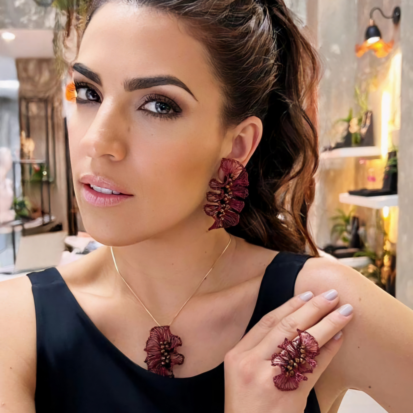 Ohrringe Quitéria Burgundy-Antique Gold