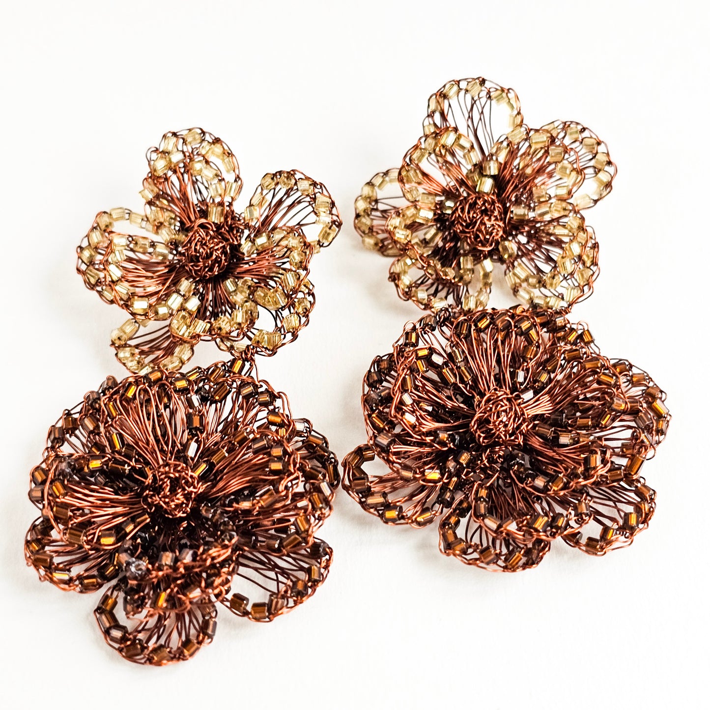 Earring Florata Line Duo Rust Color